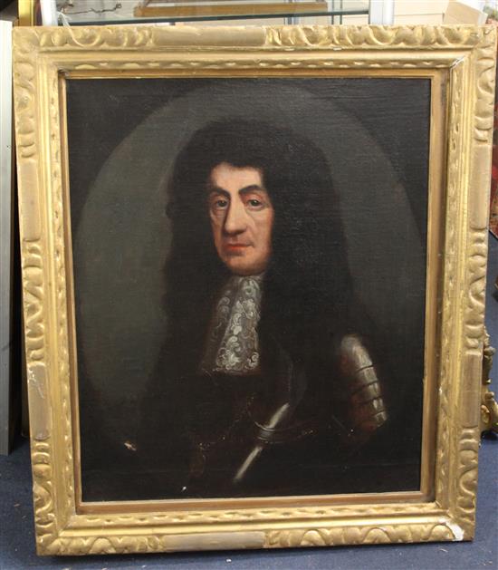 17th century English School Portrait of Charles II 30 x 25in.